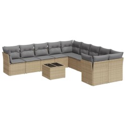 vidaXL Set de sofás de jardín 11pzas con cojines ratán sintético beige