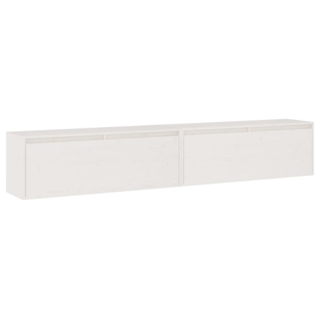 vidaXL Armario de pared 2 uds madera maciza de pino blanco 100x30x35cm