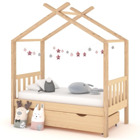 vidaXL Estructura de cama infantil con cajón madera de pino 70x140 cm