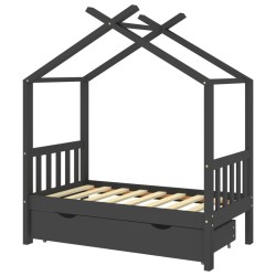 vidaXL Estructura de cama infantil y cajón madera pino gris 70x140cm