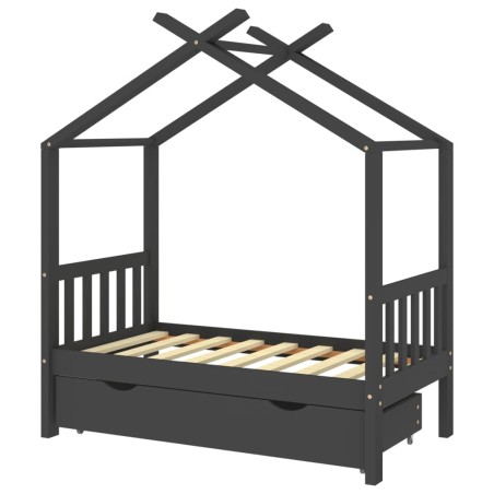 vidaXL Estructura de cama infantil y cajón madera pino gris 70x140cm