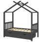 vidaXL Estructura de cama infantil y cajón madera pino gris 70x140cm vidaXL Estructura de cama infantil y cajón madera pino gris 70x140cm