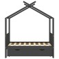 vidaXL Estructura de cama infantil y cajón madera pino gris 70x140cm vidaXL Estructura de cama infantil y cajón madera pino gris 70x140cm