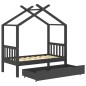 vidaXL Estructura de cama infantil y cajón madera pino gris 70x140cm vidaXL Estructura de cama infantil y cajón madera pino gris 70x140cm
