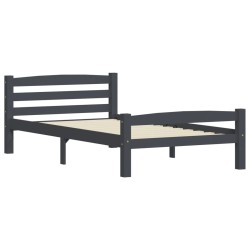 vidaXL Estructura de cama madera maciza pino gris oscuro 90x200 cm