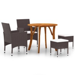 vidaXL Juego de comedor de jardín de 5 piezas marrón