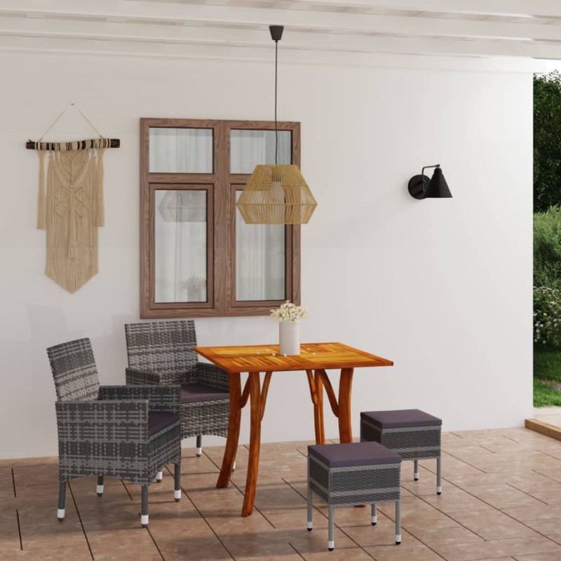 vidaXL Juego de comedor de jardín de 5 piezas gris vidaXL Juego de comedor de jardín de 5 piezas gris