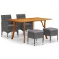 vidaXL Juego de comedor de jardín de 5 piezas gris vidaXL Juego de comedor de jardín de 5 piezas gris