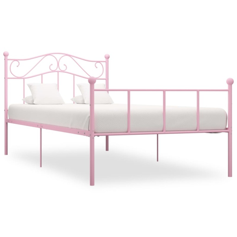 vidaXL Estructura de cama metal rosa 100x200 cm vidaXL Estructura de cama metal rosa 100x200 cm