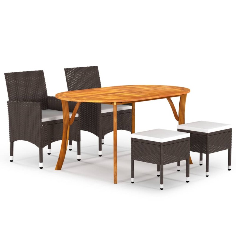 vidaXL Juego de comedor de jardín de 5 piezas marrón vidaXL Juego de comedor de jardín de 5 piezas marrón