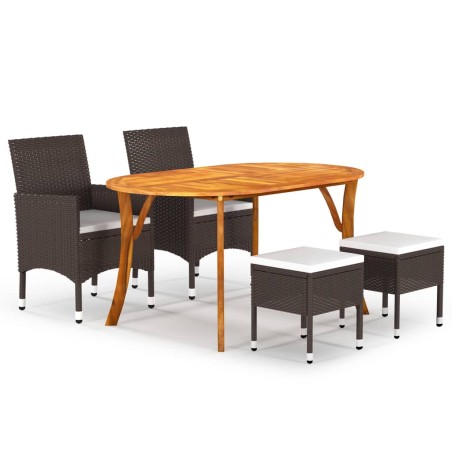vidaXL Juego de comedor de jardín de 5 piezas marrón