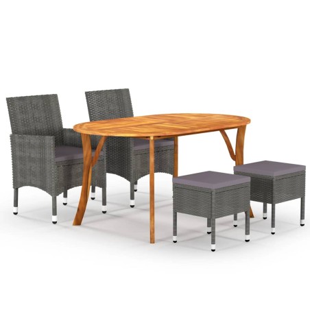 vidaXL Juego de comedor de jardín de 5 piezas gris