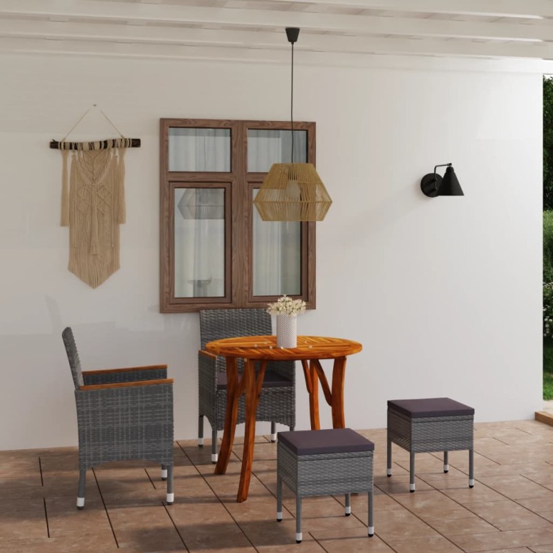 vidaXL Juego de comedor de jardín de 5 piezas gris vidaXL Juego de comedor de jardín de 5 piezas gris