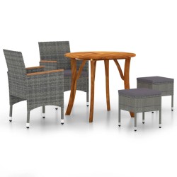 vidaXL Juego de comedor de jardín de 5 piezas gris