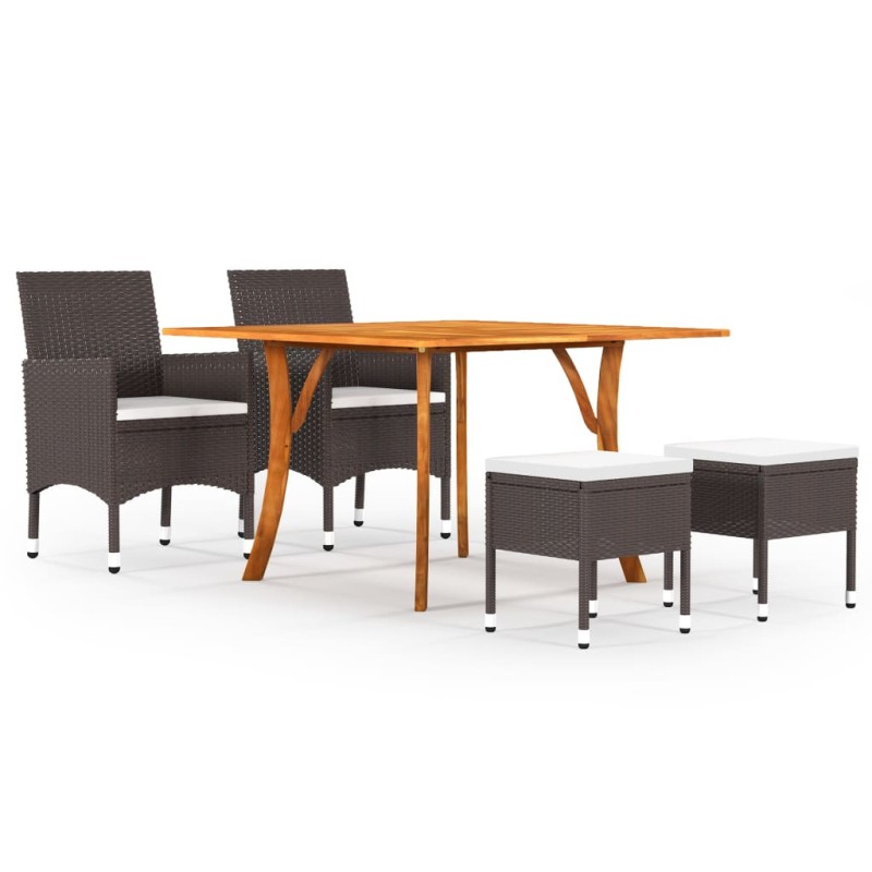 vidaXL Juego de comedor de jardín de 5 piezas marrón vidaXL Juego de comedor de jardín de 5 piezas marrón