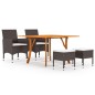 vidaXL Juego de comedor de jardín de 5 piezas marrón vidaXL Juego de comedor de jardín de 5 piezas marrón