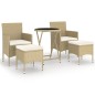 vidaXL Set comedor jardín 5 pzas ratán sintético vidrio templado beige