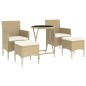 vidaXL Set comedor jardín 5 pzas ratán sintético vidrio templado beige