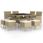 vidaXL Juego de comedor de jardín 9 piezas ratán sintético beige vidaXL Juego de comedor de jardín 9 piezas ratán sintético beige