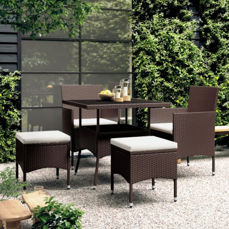 vidaXL Juego de comedor jardín 5 pzas ratán sintético marrón