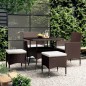 vidaXL Juego de comedor jardín 5 pzas ratán sintético marrón vidaXL Juego de comedor jardín 5 pzas ratán sintético marrón