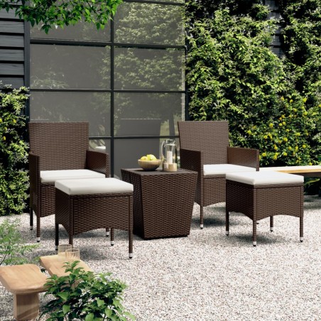 vidaXL Set bistró jardín 5 pzas ratán sintético vidrio templado marrón
