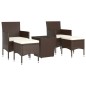 vidaXL Set bistró jardín 5 pzas ratán sintético vidrio templado marrón vidaXL Set bistró jardín 5 pzas ratán sintético vidrio templado marrón