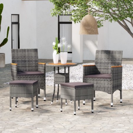 vidaXL Juego de muebles de jardín de 5 piezas ratán sintético gris
