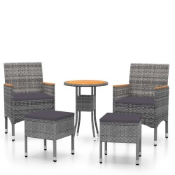 vidaXL Juego de muebles de jardín de 5 piezas ratán sintético gris