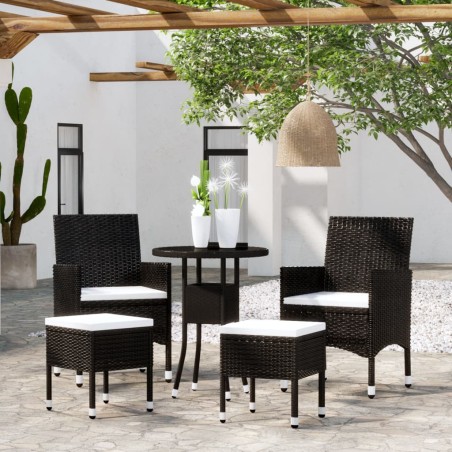 vidaXL Juego de muebles de jardín 5 piezas ratán sintético negro