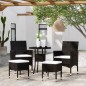 vidaXL Juego de muebles de jardín 5 piezas ratán sintético negro