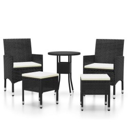 vidaXL Juego de muebles de jardín 5 piezas ratán sintético negro