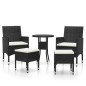 vidaXL Juego de muebles de jardín 5 piezas ratán sintético negro