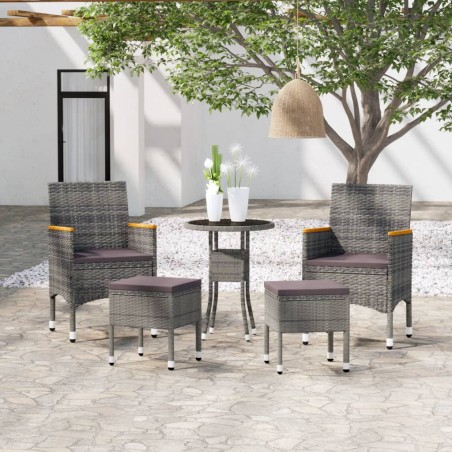 vidaXL Juego de muebles de jardín de 5 piezas ratán sintético gris