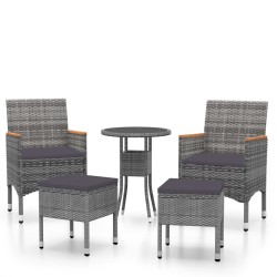 vidaXL Juego de muebles de jardín de 5 piezas ratán sintético gris