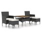 vidaXL Set comedor jardín 5 pzas ratán sintético y madera acacia negro vidaXL Set comedor jardín 5 pzas ratán sintético y madera acacia negro
