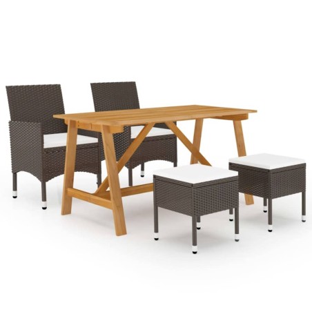 vidaXL Juego de comedor de jardín de 5 piezas marrón