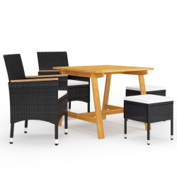 vidaXL Juego de comedor de jardín de 5 piezas negro
