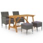 vidaXL Juego de comedor de jardín de 5 piezas gris vidaXL Juego de comedor de jardín de 5 piezas gris