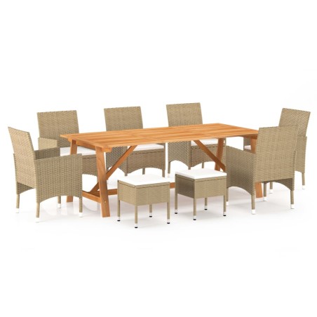 vidaXL Juego de comedor de jardín 9 piezas beige