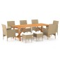 vidaXL Juego de comedor de jardín 9 piezas beige vidaXL Juego de comedor de jardín 9 piezas beige