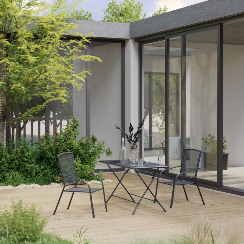 vidaXL Juego de comedor de jardín 3 piezas acero antracita 