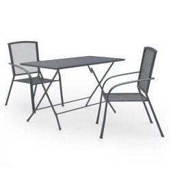 vidaXL Juego de comedor de jardín 3 piezas acero antracita 