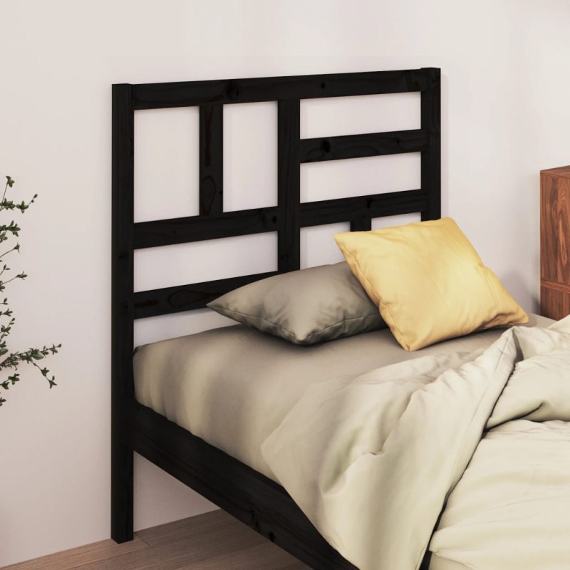vidaXL Cabecero de cama madera maciza de pino negro 96x4x104 cm vidaXL Cabecero de cama madera maciza de pino negro 96x4x104 cm