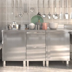 vidaXL Armarios de cocina comercial 3 unidades acero inoxidable 