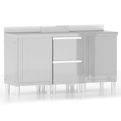 vidaXL Armarios de cocina comercial 3 unidades acero inoxidable 
