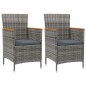 vidaXL Set de comedor de jardín 3 pzas y cojines ratán sintético gris vidaXL Set de comedor de jardín 3 pzas y cojines ratán sintético gris
