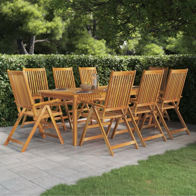 vidaXL Juego de comedor de jardín 9 piezas madera maciza de acacia