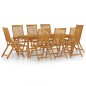 vidaXL Juego de comedor de jardín 9 piezas madera maciza de acacia