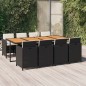 vidaXL Set de comedor de jardín 9 pzas y cojines ratán sintético negro vidaXL Set de comedor de jardín 9 pzas y cojines ratán sintético negro